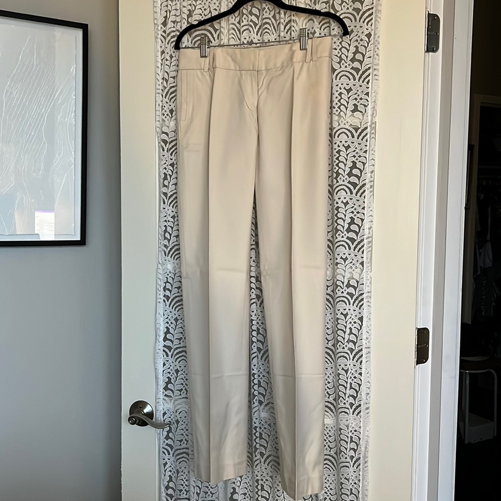 J. Crew Straight-Leg Pants in Light Cream